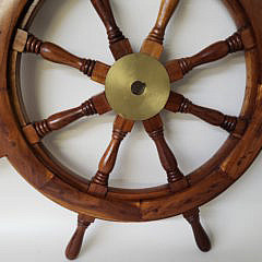 Vintage Teak and Brass Ship’s Wheel