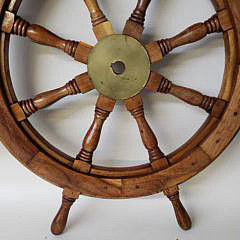 Vintage Teak and Brass Ship’s Wheel