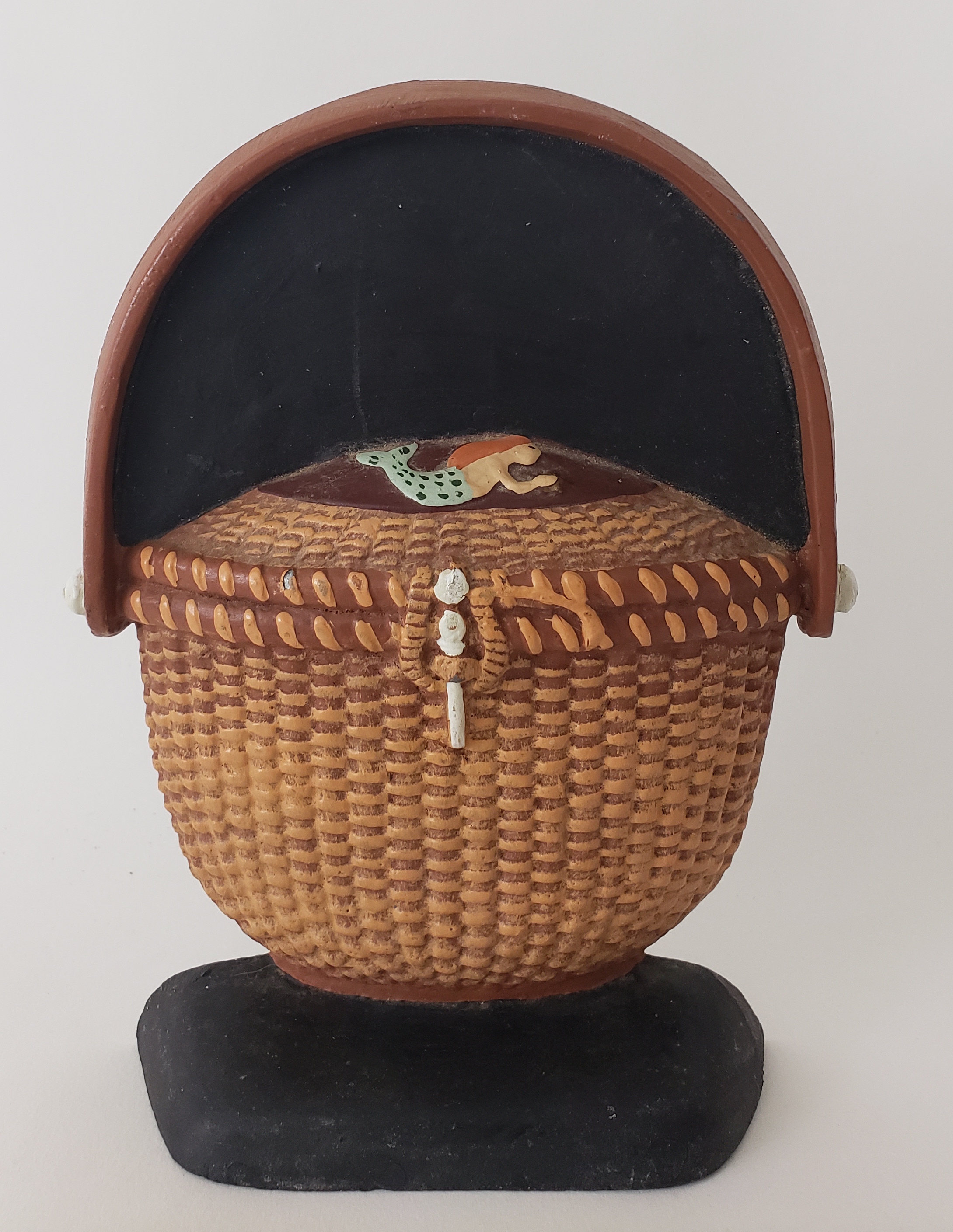 Oak & Ivory Nantucket Basket Doorstop Vintage "Oak & Ivory" Cast Iron