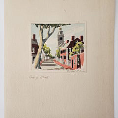 Doris and Richard Beer Watercolor on Paper, “Orange Street”, Nantucket
