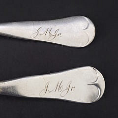 12 Coin Silver Serving and Tablespoons, 19th Century