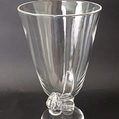 Signed Steuben Clear Crystal Twist Form Art Glass Vase