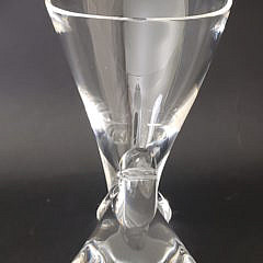 Signed Steuben Clear Crystal Snail Scroll Form Art Glass Vase