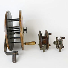 Three English Deep Sea Fishing Reels, 19th Century