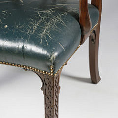 Chinese Chippendale Mahogany Open Armchair, circa 1770s