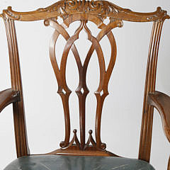 Chinese Chippendale Mahogany Open Armchair, circa 1770s