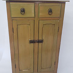 Antique American Yellow and Green Painted Cabinet