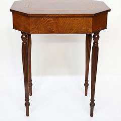 Massachusetts Sheraton Inlaid Octagonal One Drawer Work Stand