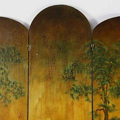 Vintage 1920s Hand Decorated Three Panel Room Divider