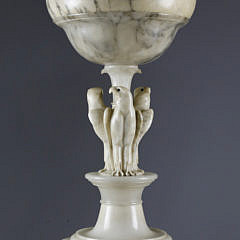 Italian Carved Alabaster Domed Lamp on Pedestal