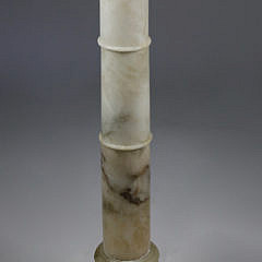 Italian Carved Alabaster Domed Lamp on Pedestal