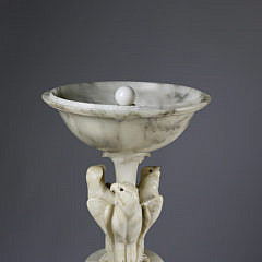 Italian Carved Alabaster Domed Lamp on Pedestal