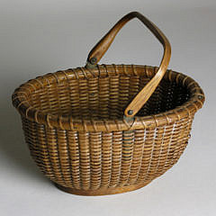 Antique Diminutive Oval Swing Handle Nantucket Basket