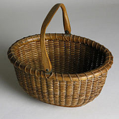 Antique Diminutive Oval Swing Handle Nantucket Basket