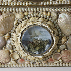 Shell Encrusted Lift Top Jewelry Box, 19th Century