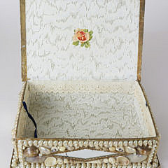 Shell Encrusted Lift Top Jewelry Box, 19th Century