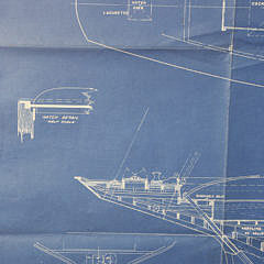 John G. Alden Blue Print Lithograph “Auxiliary Cruising Sloop”