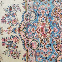 Vintage Floral Hand Knotted Wool Persian Kerman Carpet