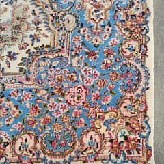 Vintage Floral Hand Knotted Wool Persian Kerman Carpet