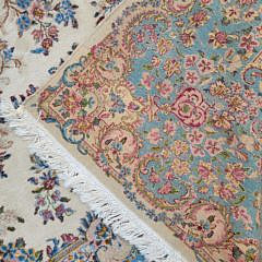 Vintage Floral Hand Knotted Wool Persian Kerman Carpet