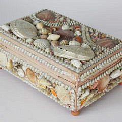 Shell Encrusted Lift Top Jewelry Box, 19th Century
