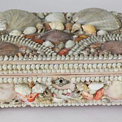 Shell Encrusted Lift Top Jewelry Box, 19th Century