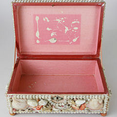 Shell Encrusted Lift Top Jewelry Box, 19th Century