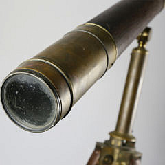 English Telescope on Oak Tripod Stand, mid 19th Century