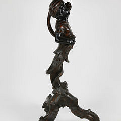 Venetian Rococo Style Carved and Inlaid Wood Blackamoor Stand, 19th Century