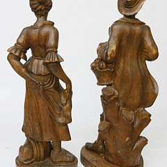 Pair of French Provincial Carved Pine Figures, 19th Century