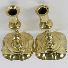 Pair of English Queen Anne Brass Candlesticks, circa 1760