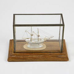 Miniature Model of a Two-Mast Gaff Rigged Schooner