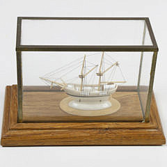 Miniature Model of a Two-Mast Gaff Rigged Schooner