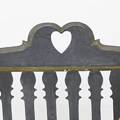 American William and Mary Heart and Crown Black-Painted Banister Back Armchair, circa 1710-1730