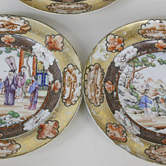 Set of 13 Chinese Export Rockefeller Pattern Dishes, circa 1805