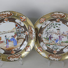 Set of 13 Chinese Export Rockefeller Pattern Dishes, circa 1805