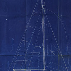 John G. Alden Blue Print Lithograph “Auxiliary Cruising Sloop”