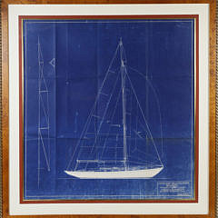 John G. Alden Blue Print Lithograph “Auxiliary Cruising Sloop”