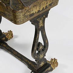 Chinese Export Gilt and Black Lacquer Sewing Table, circa 1835