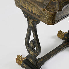 Chinese Export Gilt and Black Lacquer Sewing Table, circa 1835