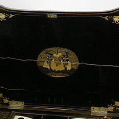 Chinese Export Gilt and Black Lacquer Sewing Table, circa 1835