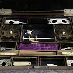 Chinese Export Gilt and Black Lacquer Sewing Table, circa 1835