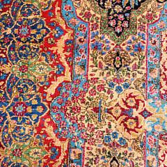 Vintage Red Hue Hand Knotted Wool Persian Kerman Carpet