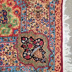 Vintage Red Hue Hand Knotted Wool Persian Kerman Carpet