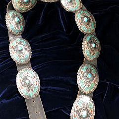 40919 Navajo Turquoise and Coral Concho A_9258