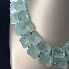 Aqua Beach Glass Cube Necklace