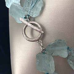 Aqua Beach Glass Cube Necklace