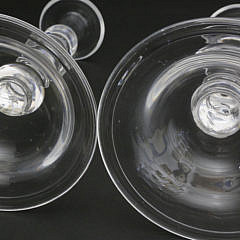 Pair of Steuben Tall Bell Base Clear Crystal Candlesticks