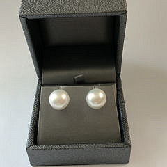 Pair of 13mm White South Sea Pearl Earrings, 14k