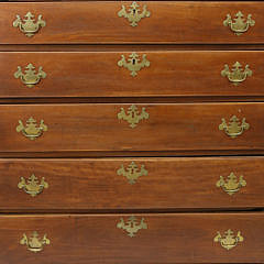 American Cherry Chippendale Five Drawer Tall Chest, circa 1800